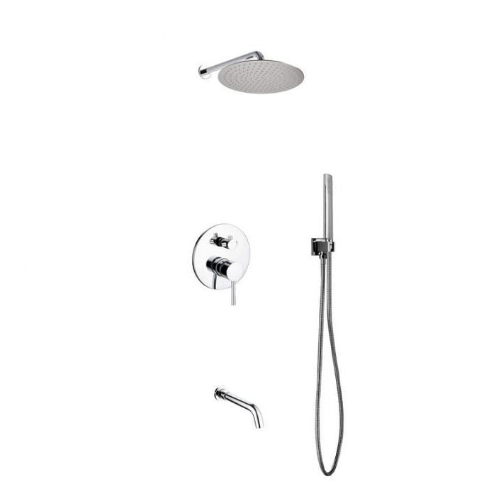 KubeBath Aqua Rondo Shower Set With Rain Shower, Handheld and Tub Filler KubeBath