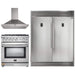 Forno 3-Piece Appliance Package - 30-Inch Gas Range, Pro-Style Refrigerator, and Wall Mount Hood in Stainless Steel FORNO