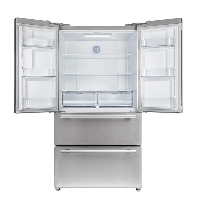 Forno 3-Piece Appliance Package - 36-Inch Dual Fuel Range, 36-Inch Refrigerator & Wall Mount Hood in Stainless Steel