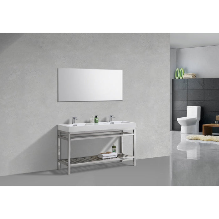 KubeBath Cisco 60" Stainless Steel Console with Acrylic Sink KubeBath