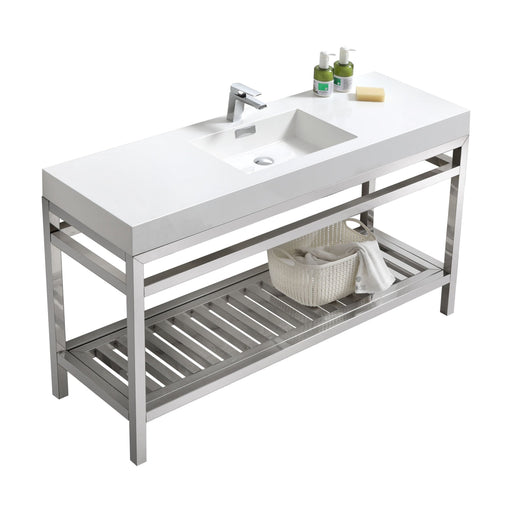 KubeBath Cisco 60" Stainless Steel Console with Acrylic Sink KubeBath