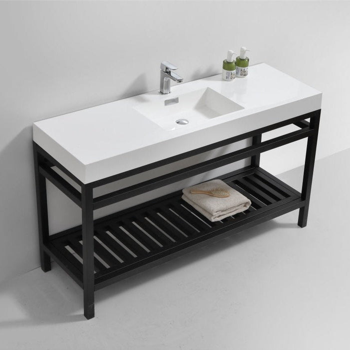 KubeBath Cisco 60" Stainless Steel Console with Acrylic Sink KubeBath