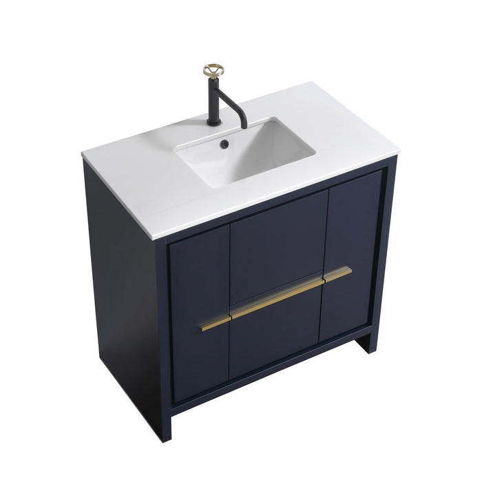 KubeBath Dolce Modern Bathroom Vanity with White Quartz Counter-Top KubeBath