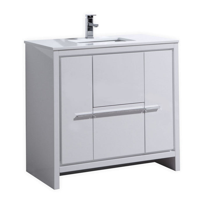KubeBath Dolce Modern Bathroom Vanity with White Quartz Counter-Top KubeBath
