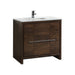 KubeBath Dolce 24″ Rose Wood Modern Bathroom Vanity with White Quartz Counter-Top KubeBath