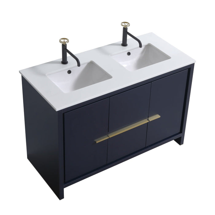 KubeBath Dolce 48" Modern Bathroom Vanity with White Quartz Counter-Top KubeBath