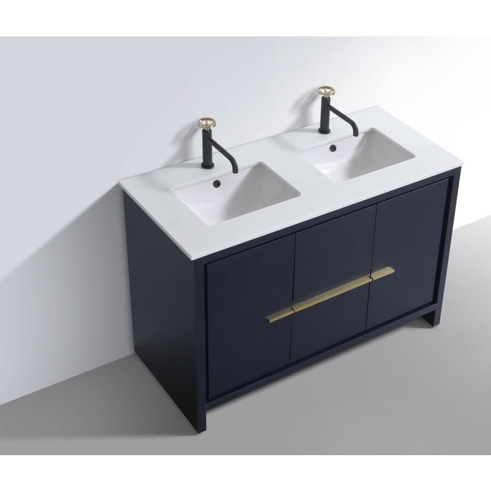 KubeBath Dolce 48" Modern Bathroom Vanity with White Quartz Counter-Top KubeBath