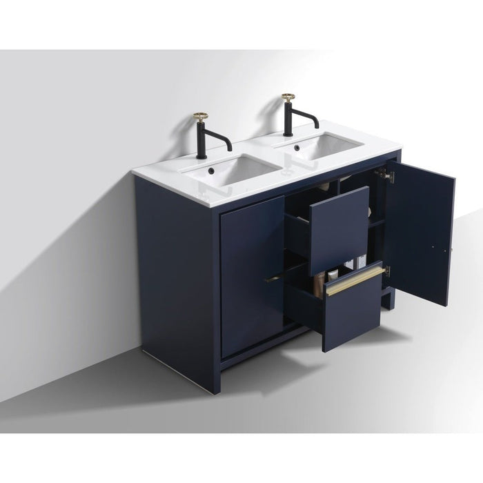 KubeBath Dolce 48" Modern Bathroom Vanity with White Quartz Counter-Top KubeBath
