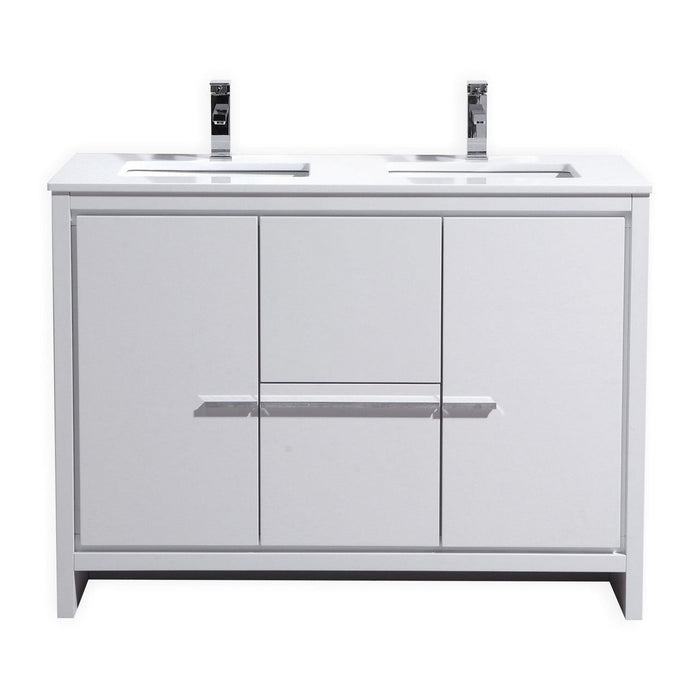 KubeBath Dolce 48" Modern Bathroom Vanity with White Quartz Counter-Top KubeBath
