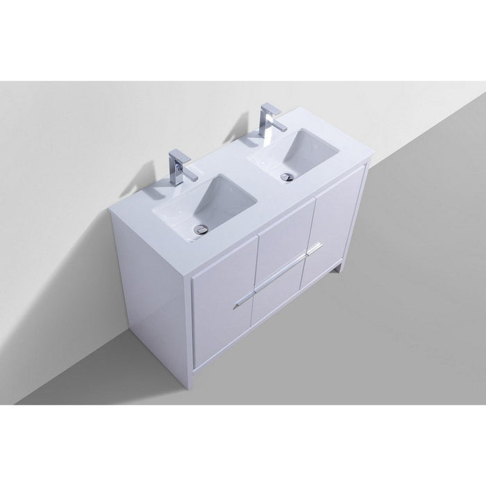 KubeBath Dolce 48" Modern Bathroom Vanity with White Quartz Counter-Top KubeBath