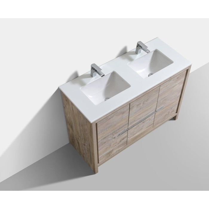 KubeBath Dolce 48" Modern Bathroom Vanity with White Quartz Counter-Top KubeBath