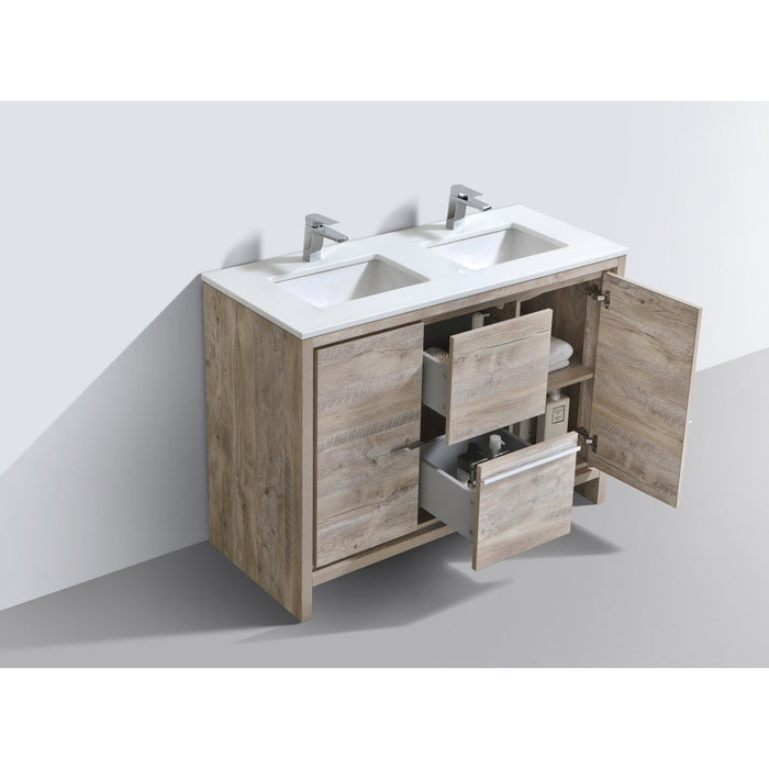 KubeBath Dolce 48" Modern Bathroom Vanity with White Quartz Counter-Top KubeBath