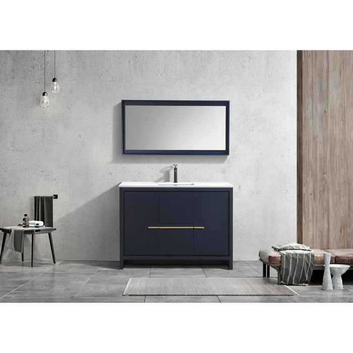 KubeBath Dolce 48" Modern Bathroom Vanity with White Quartz Counter-Top KubeBath