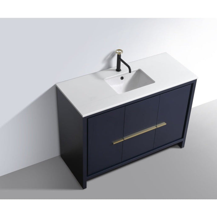 KubeBath Dolce 48" Modern Bathroom Vanity with White Quartz Counter-Top KubeBath