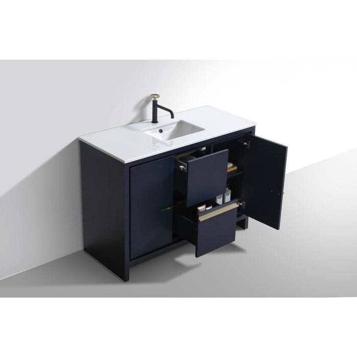 KubeBath Dolce 48" Modern Bathroom Vanity with White Quartz Counter-Top KubeBath