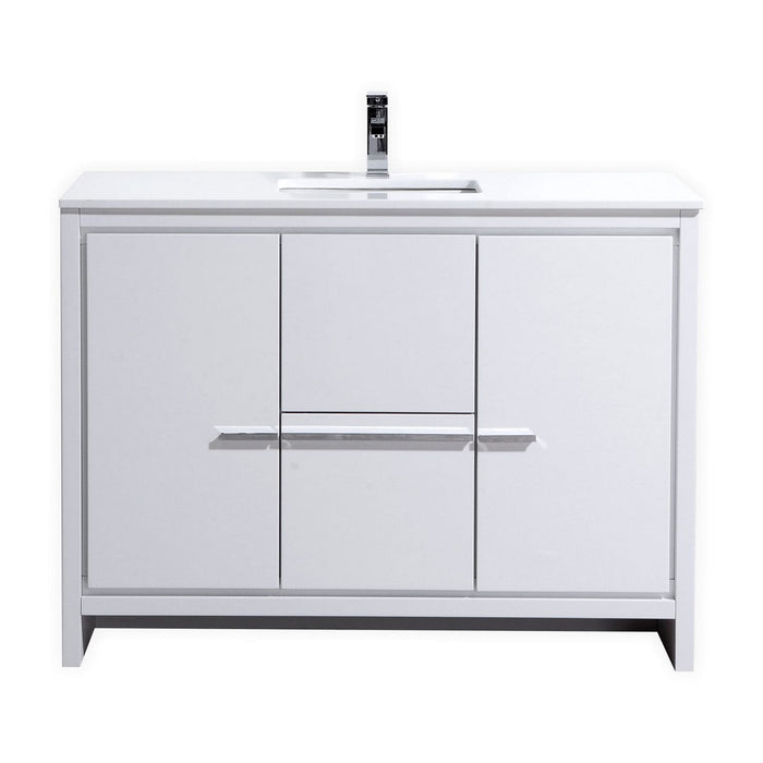 KubeBath Dolce 48" Modern Bathroom Vanity with White Quartz Counter-Top KubeBath