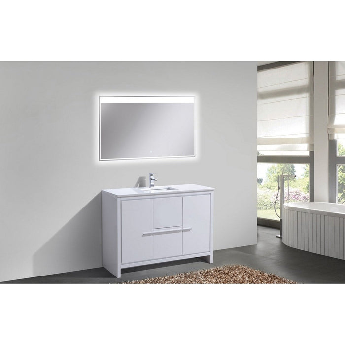 KubeBath Dolce 48" Modern Bathroom Vanity with White Quartz Counter-Top KubeBath