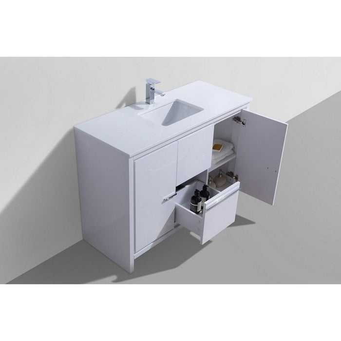 KubeBath Dolce 48" Modern Bathroom Vanity with White Quartz Counter-Top KubeBath