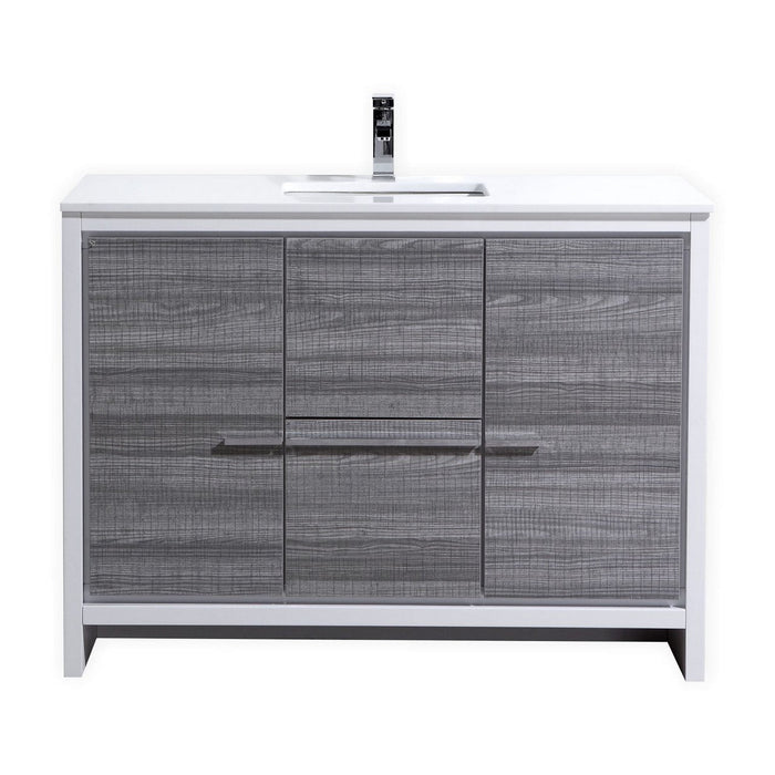 KubeBath Dolce 48" Modern Bathroom Vanity with White Quartz Counter-Top KubeBath