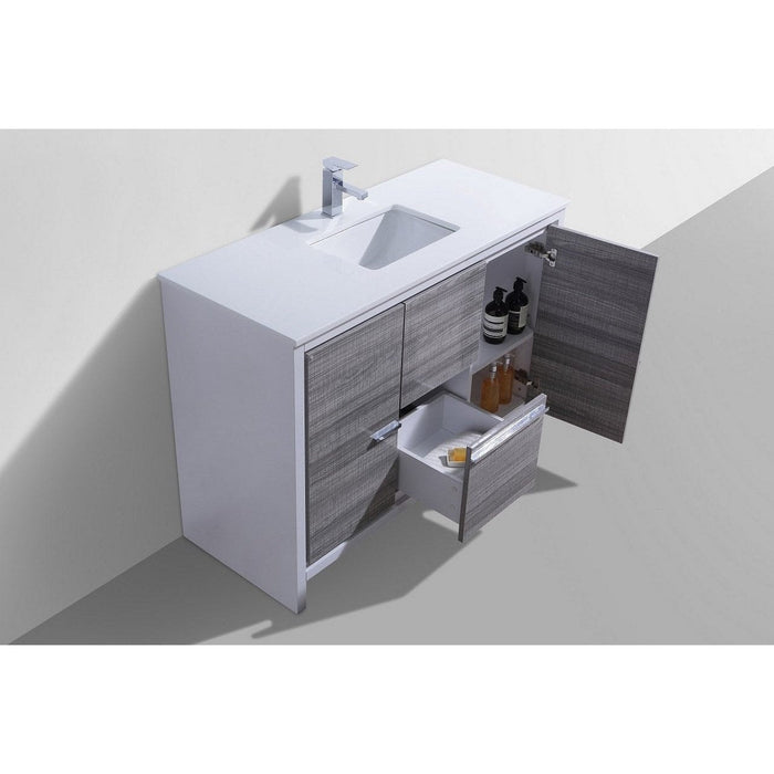 KubeBath Dolce 48" Modern Bathroom Vanity with White Quartz Counter-Top KubeBath