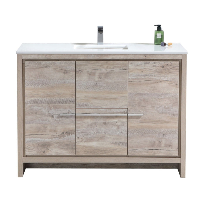 KubeBath Dolce 48" Modern Bathroom Vanity with White Quartz Counter-Top KubeBath