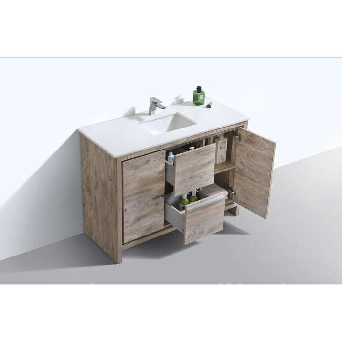 KubeBath Dolce 48" Modern Bathroom Vanity with White Quartz Counter-Top KubeBath