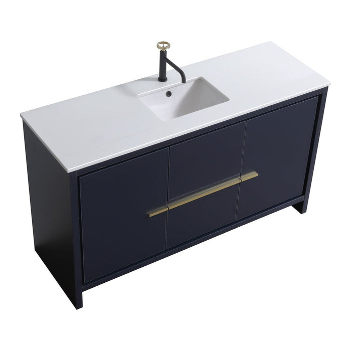 KubeBath Dolce 60" Modern Bathroom Vanity with White Quartz Counter-Top KubeBath