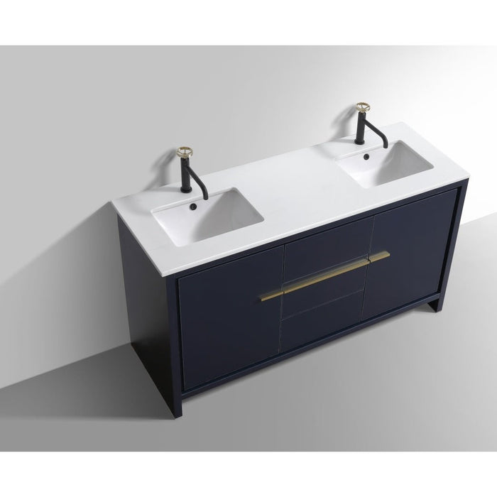 KubeBath Dolce 60" Modern Bathroom Vanity with White Quartz Counter-Top KubeBath