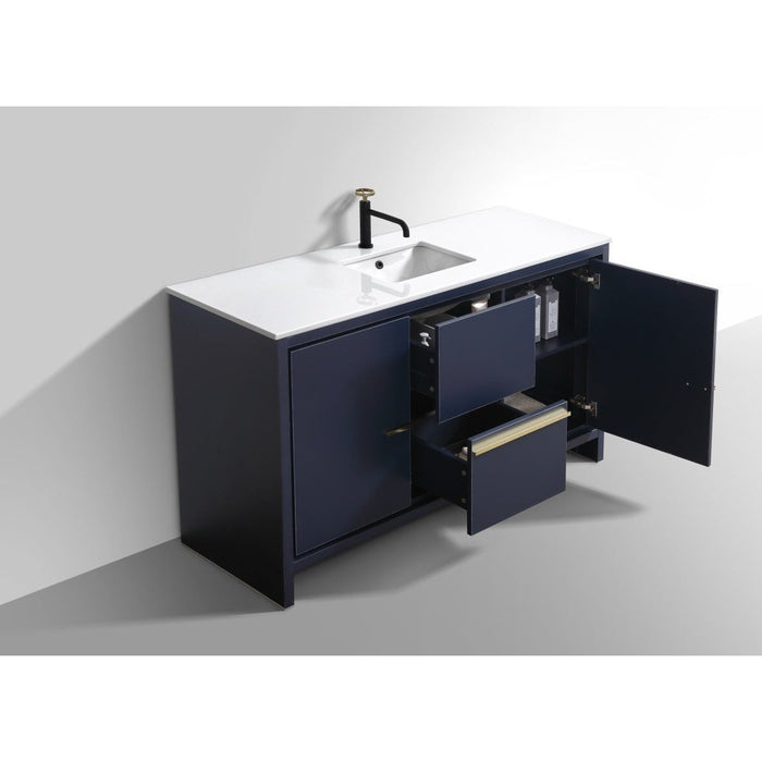 KubeBath Dolce 60" Modern Bathroom Vanity with White Quartz Counter-Top KubeBath