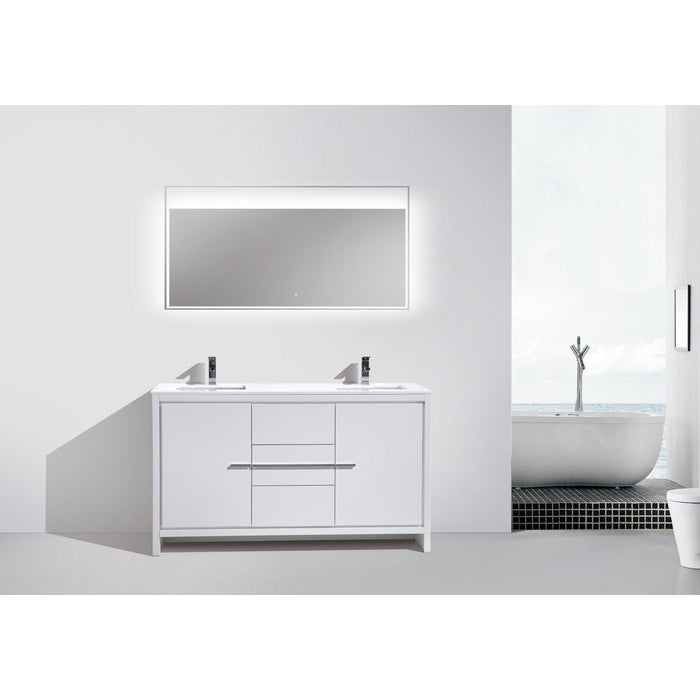 KubeBath Dolce 60" Modern Bathroom Vanity with White Quartz Counter-Top KubeBath