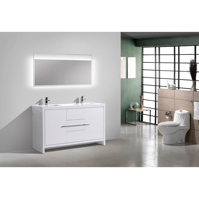 KubeBath Dolce 60" Modern Bathroom Vanity with White Quartz Counter-Top KubeBath