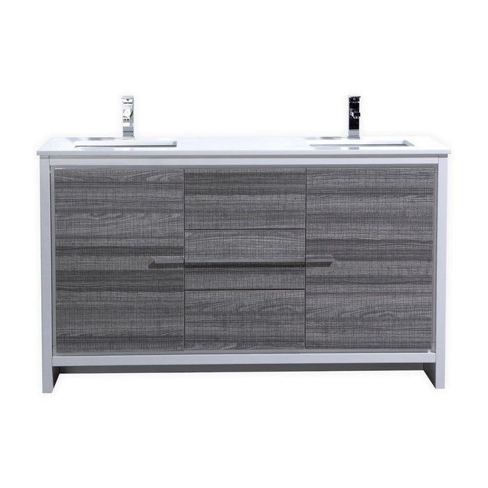 KubeBath Dolce 60" Modern Bathroom Vanity with White Quartz Counter-Top KubeBath