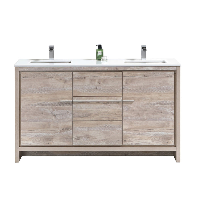 KubeBath Dolce 60" Modern Bathroom Vanity with White Quartz Counter-Top KubeBath