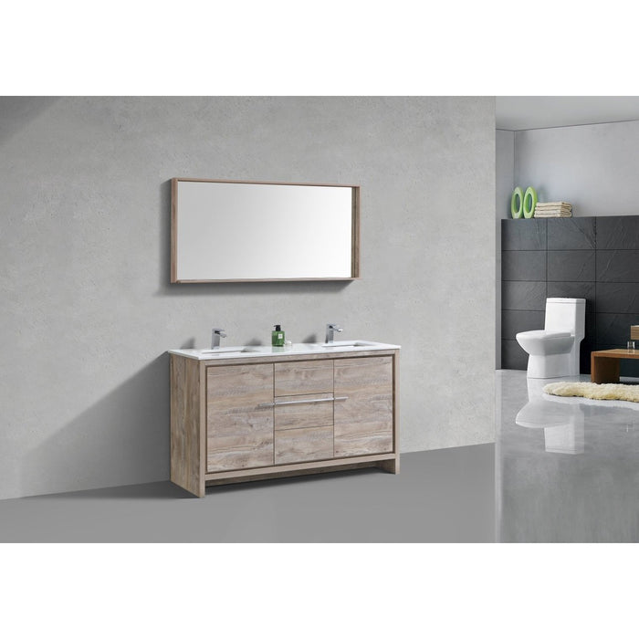 KubeBath Dolce 60" Modern Bathroom Vanity with White Quartz Counter-Top KubeBath
