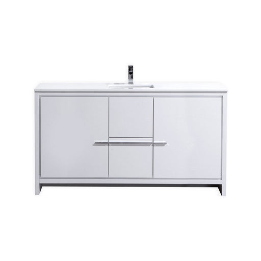 KubeBath Dolce 60" Modern Bathroom Vanity with White Quartz Counter-Top KubeBath