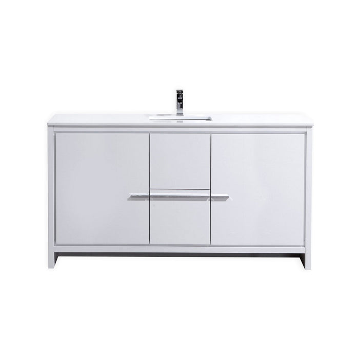 KubeBath Dolce 60" Modern Bathroom Vanity with White Quartz Counter-Top KubeBath
