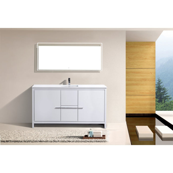 KubeBath Dolce 60" Modern Bathroom Vanity with White Quartz Counter-Top KubeBath