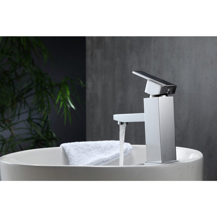 KubeBath Aqua Piazza Chrome Single Lever Bathroom Vanity Faucet KubeBath