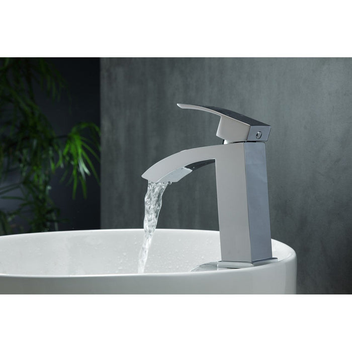 KubeBath Aqua Balzo Chrome Single Lever Wide Spread Bathroom Vanity Faucet KubeBath
