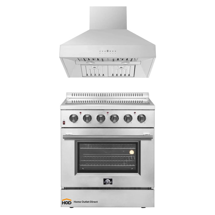 Forno 2-Piece Appliance Package - 30-Inch Electric Range and Wall Mount Range Hood in Stainless Steel FORNO