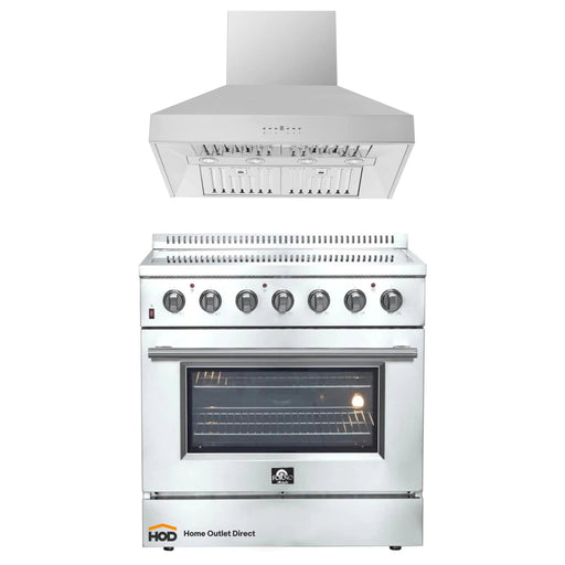 Forno 2-Piece Appliance Package - 36-Inch Electric Range and Wall Mount Range Hood in Stainless Steel FORNO