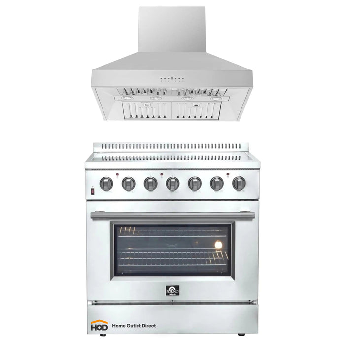 Forno 2-Piece Appliance Package - 36-Inch Electric Range and Wall Mount Range Hood in Stainless Steel FORNO