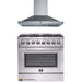 Forno 2-Piece Appliance Package - 36-Inch Dual Fuel Range & Wall Mount Hood in Stainless Steel FORNO
