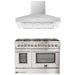 Forno 2-Piece Appliance Package - 48-Inch Dual Fuel Range & Wall Mount Hood in Stainless Steel FORNO