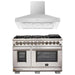 Forno 2-Piece Pro Appliance Package - 48-Inch Dual Fuel Range & Wall Mount Hood in Stainless Steel FORNO