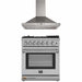 Forno 2-Piece Appliance Package - 30-Inch Dual Fuel Range with Air Fryer & Wall Mount Hood in Stainless Steel FORNO