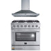 Forno 2-Piece Appliance Package - 36-Inch Gas Range & Wall Mount Hood in Stainless Steel FORNO