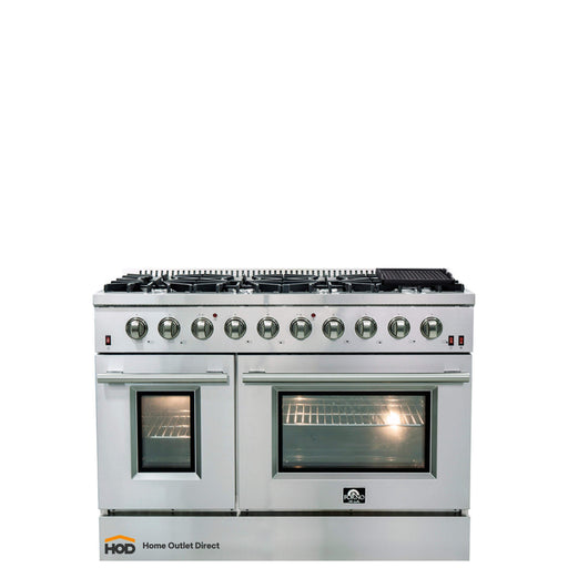 Forno 2-Piece Appliance Package - 48-Inch Gas Range & Wall Mount Hood in Stainless Steel FORNO