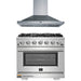 Forno 2-Piece Pro Appliance Package - 36-Inch Gas Range & Wall Mount Hood in Stainless Steel FORNO