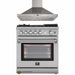 Forno 2-Piece Appliance Package - 30-Inch Gas Range with Air Fryer & Wall Mount Hood in Stainless Steel FORNO